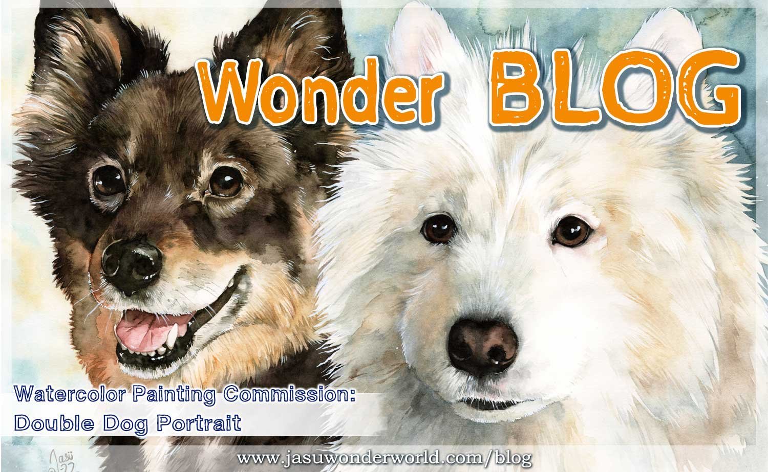 Watercolor Painting Commission – Double Dog Portrait